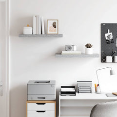 vidaXL Wall Shelf | Set of 2 | Concrete grey | Honeycomb MDF, metal | 60 cm long 3