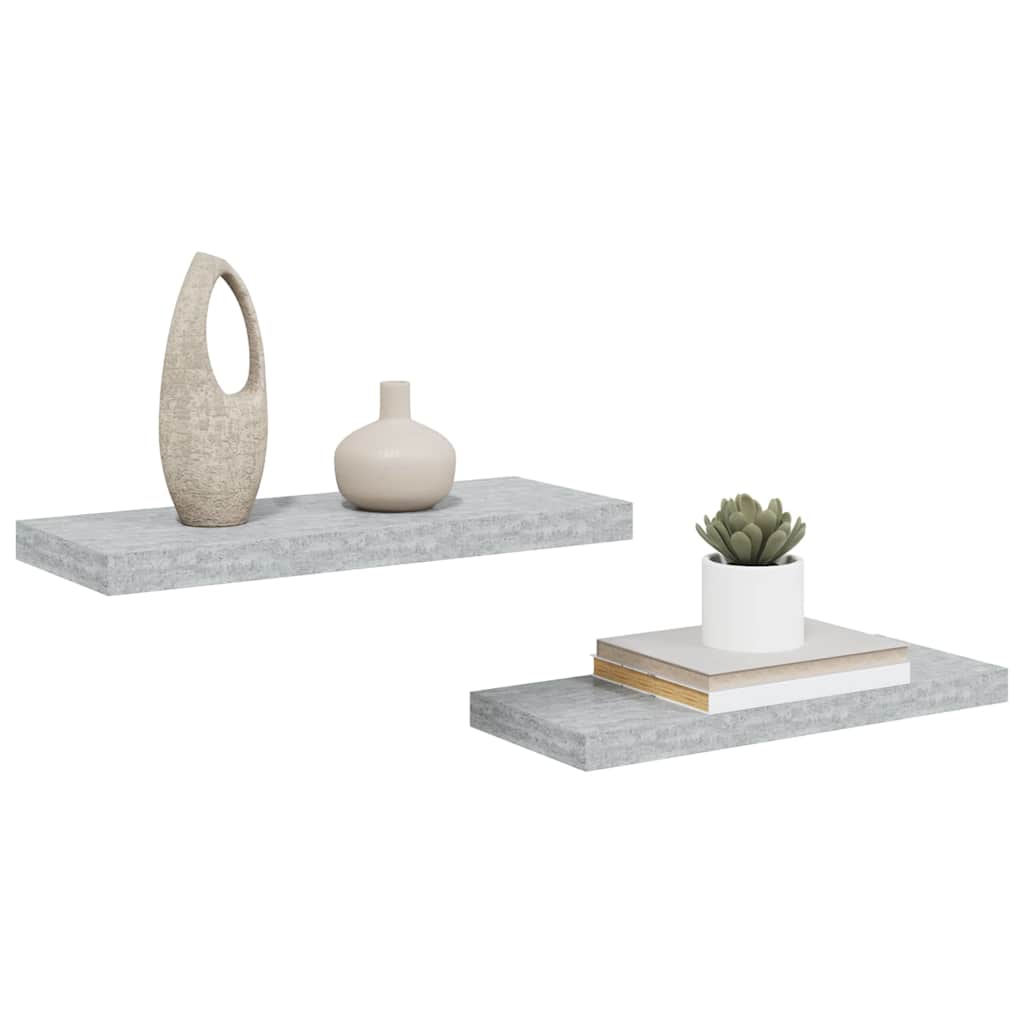 vidaXL Wall Shelf | Set of 2 | Concrete grey | Honeycomb MDF, metal | 60 cm long 5