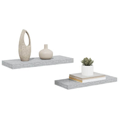 vidaXL Wall Shelf | Set of 2 | Concrete grey | Honeycomb MDF, metal | 60 cm long 5