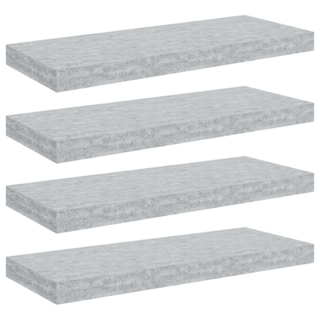 vidaXL Wall Shelf | Set of 4 | Concrete Grey | Honeycomb MDF, Metal | Standard 2