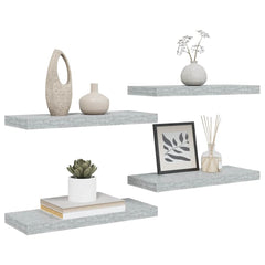 vidaXL Wall Shelf | Set of 4 | Concrete Grey | Honeycomb MDF, Metal | Standard 5
