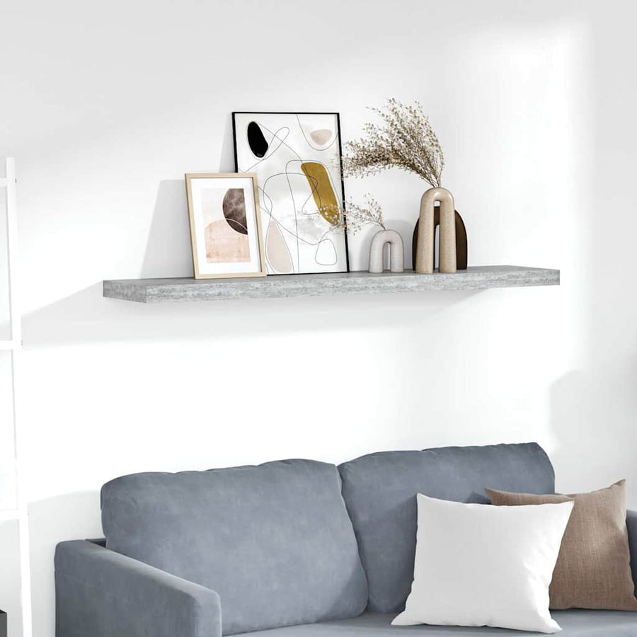326606 vidaXL Floating Wall Shelf Concrete Grey 120x23,5x3,8 cm MDF 1
