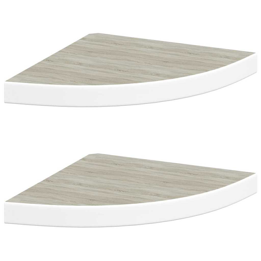 vidaXL Wall Corner Shelf | Set of 2 | Oak and White | Honeycomb MDF, Metal 2