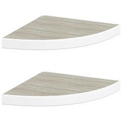 vidaXL Wall Corner Shelf | Set of 2 | Oak and White | Honeycomb MDF, Metal 2