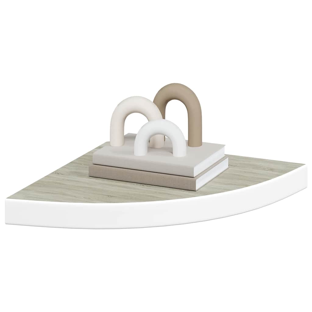vidaXL Wall Corner Shelf | Set of 2 | Oak and White | Honeycomb MDF, Metal 4