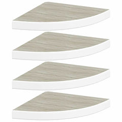 vidaXL Wall Corner Shelf | Set of 4 | Oak and White | Honeycomb MDF, Metal 2