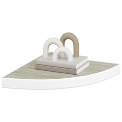 vidaXL Wall Corner Shelf | Set of 4 | Oak and White | Honeycomb MDF, Metal 4