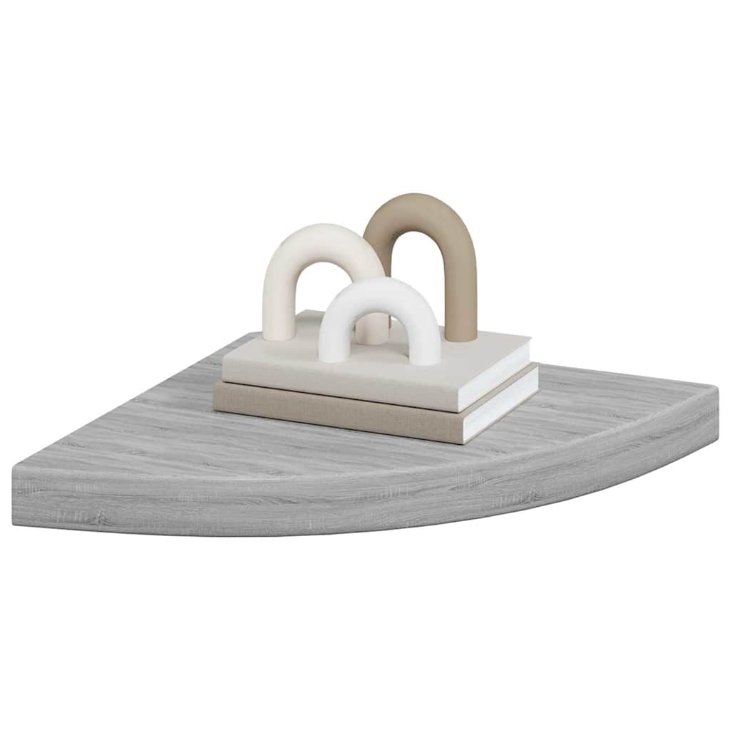 vidaXL Wall Corner Shelf | Set of 2 | Concrete grey | Honeycomb MDF, metal 4