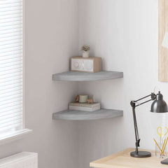 vidaXL Wall Corner Shelf | Set of 2 | Concrete grey | Honeycomb MDF, metal 1