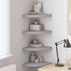 vidaXL Wall Corner Shelf | Set of 4 | Concrete grey | Honeycomb MDF, Metal 1