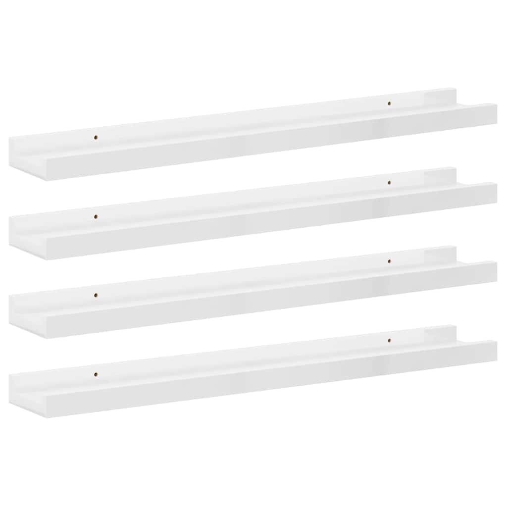 vidaXL Wall Shelves 4 pcs High Gloss White 60x9x3 cm 2