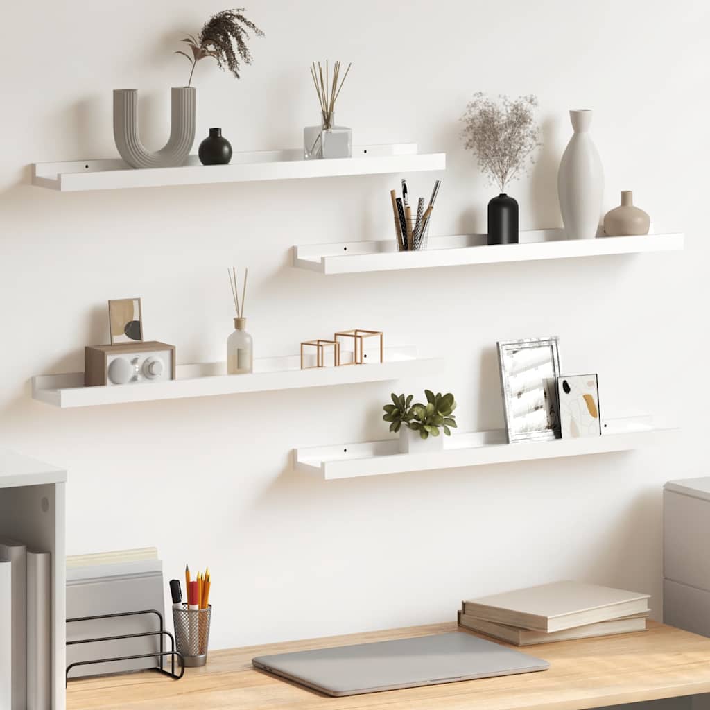 vidaXL Wall Shelves 4 pcs High Gloss White 60x9x3 cm 1