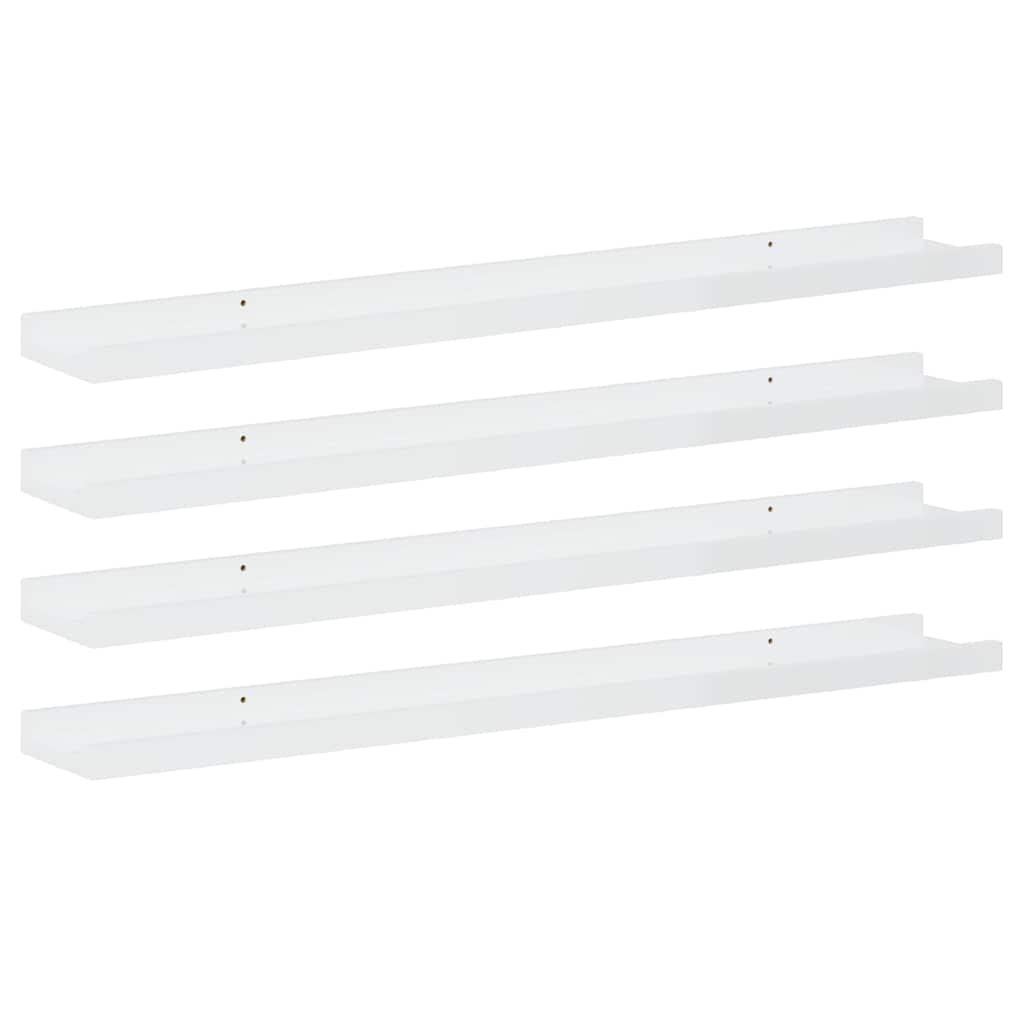 vidaXL Wall Shelf | Set of 4 | High gloss white | MDF | 80cm x 9cm x 3cm 2