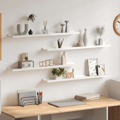 vidaXL Wall Shelf | Set of 4 | High gloss white | MDF | 80cm x 9cm x 3cm 1
