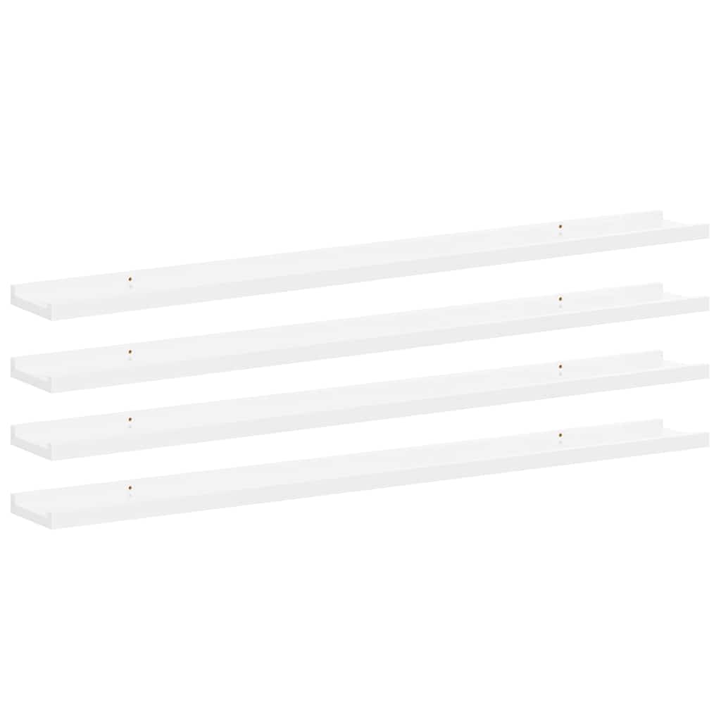 vidaXL Wall Shelf |  Set of 4 | High gloss white | MDF | Large | Wall Shelf 2