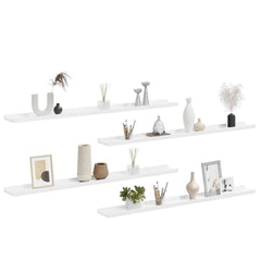 vidaXL Wall Shelf |  Set of 4 | High gloss white | MDF | Large | Wall Shelf 4