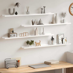vidaXL Wall Shelf |  Set of 4 | High gloss white | MDF | Large | Wall Shelf 1