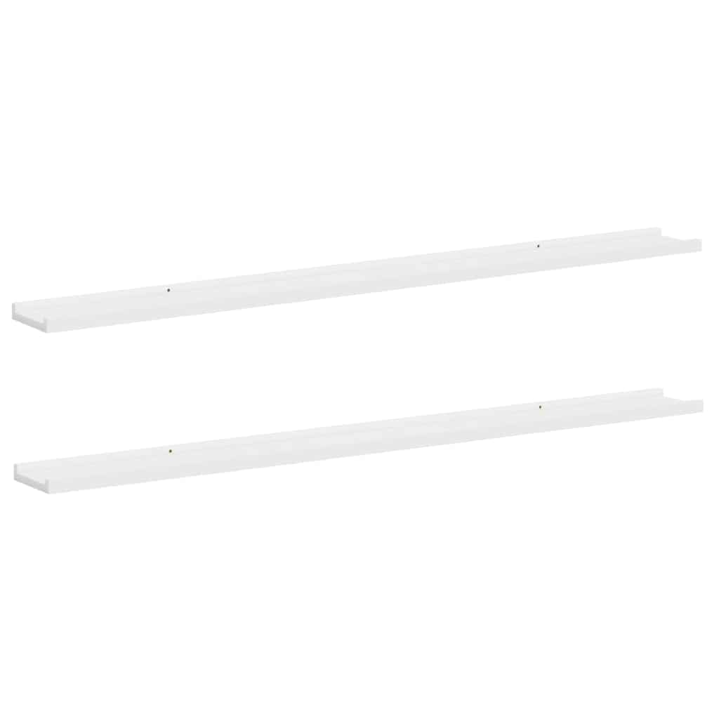 vidaXL Wall Shelf | Set of 2 | White | MDF | 115 x 9 x 3 cm | Wall mounting 2