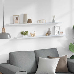 vidaXL Wall Shelf | Set of 2 | White | MDF | 115 x 9 x 3 cm | Wall mounting 3