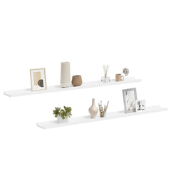 vidaXL Wall Shelf | Set of 2 | White | MDF | 115 x 9 x 3 cm | Wall mounting 4