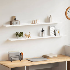 vidaXL Wall Shelf | Set of 2 | White | MDF | 115 x 9 x 3 cm | Wall mounting 1