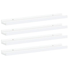 vidaXL Wall Shelf | Set of 4 | White | MDF | 60x9x3 cm | Wall mounting 2