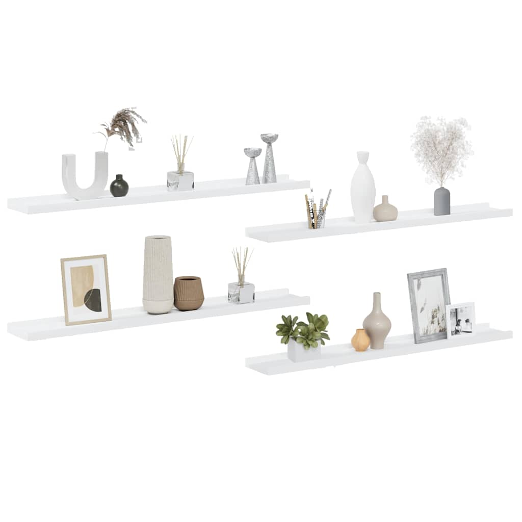 vidaXL Wall Shelf | Set of 4 | White | MDF | Medium | Wall mounting | Wall Shelf 4