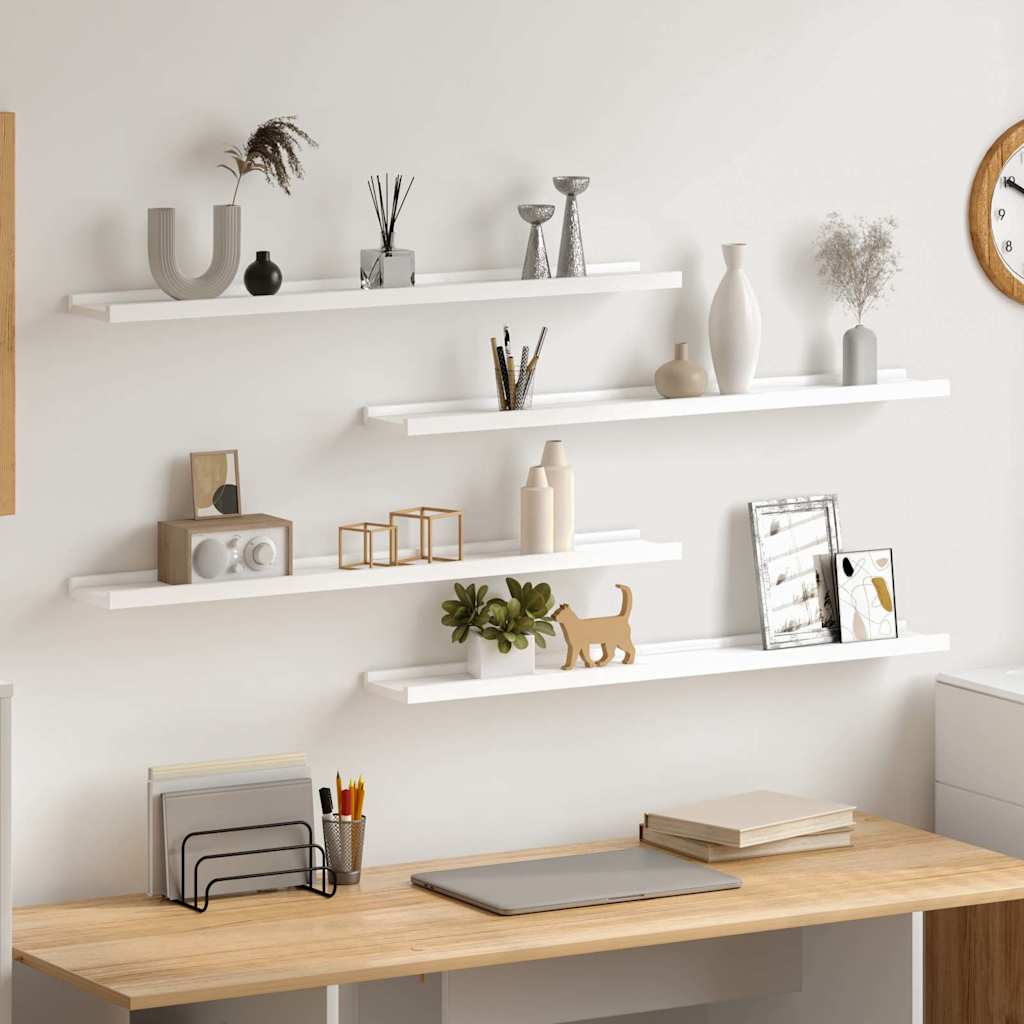 vidaXL Wall Shelf | Set of 4 | White | MDF | Medium | Wall mounting | Wall Shelf 1