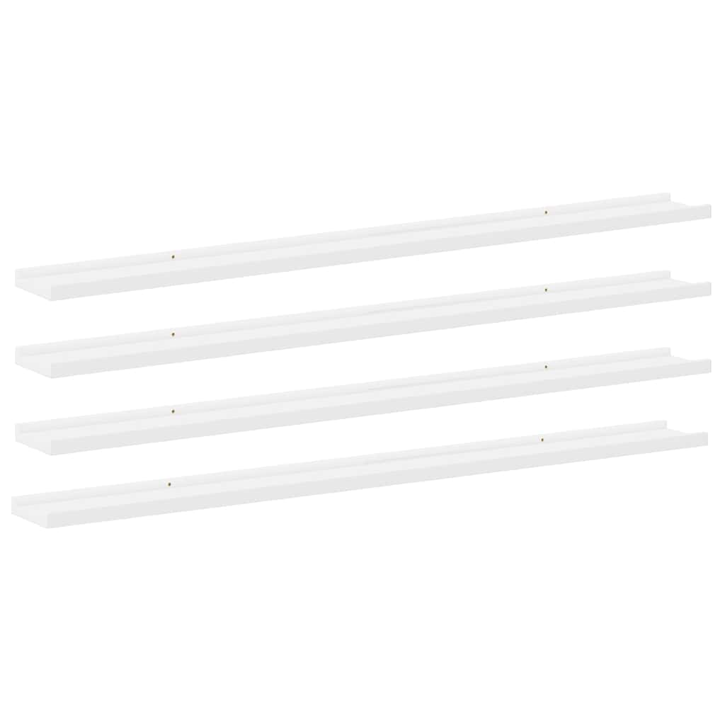 vidaXL Wall Shelf |  Set of 4 | White | MDF | 115 cm |  Wall mounting 2