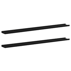 vidaXL Wall Shelf | Set of 2 | Black | MDF | 115 cm wide | Wall mounting 2