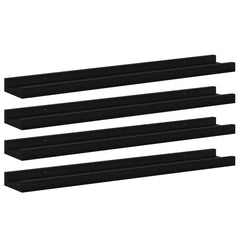 vidaXL Wall Shelf | Set of 4 | Black | MDF | 60x9x3 cm | Wall mounting 2