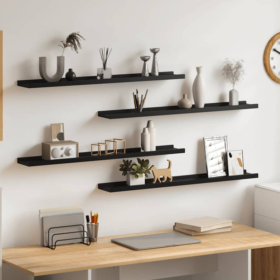326669 vidaXL Wall Shelves 4 pcs Black 80x9x3 cm 1