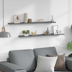 326672 vidaXL Wall Shelves 2 pcs Grey 100x9x3 cm 3