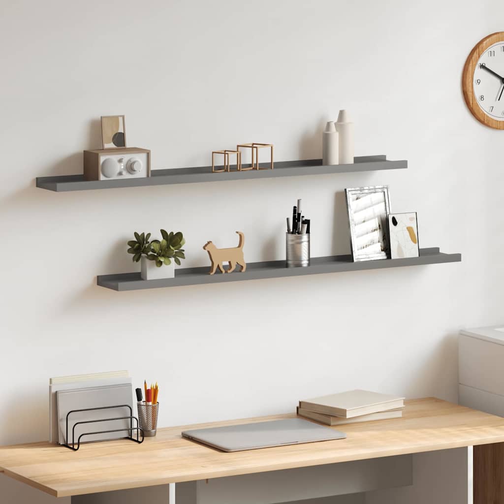 326672 vidaXL Wall Shelves 2 pcs Grey 100x9x3 cm 1