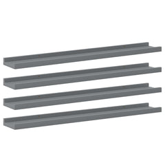 vidaXL Wall Shelf | Set of 4 | Grey | MDF | 80x9x3 cm | Wall mounting 2