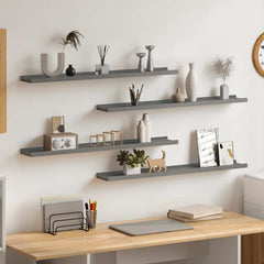 vidaXL Wall Shelf | Set of 4 | Grey | MDF | 80x9x3 cm | Wall mounting 1