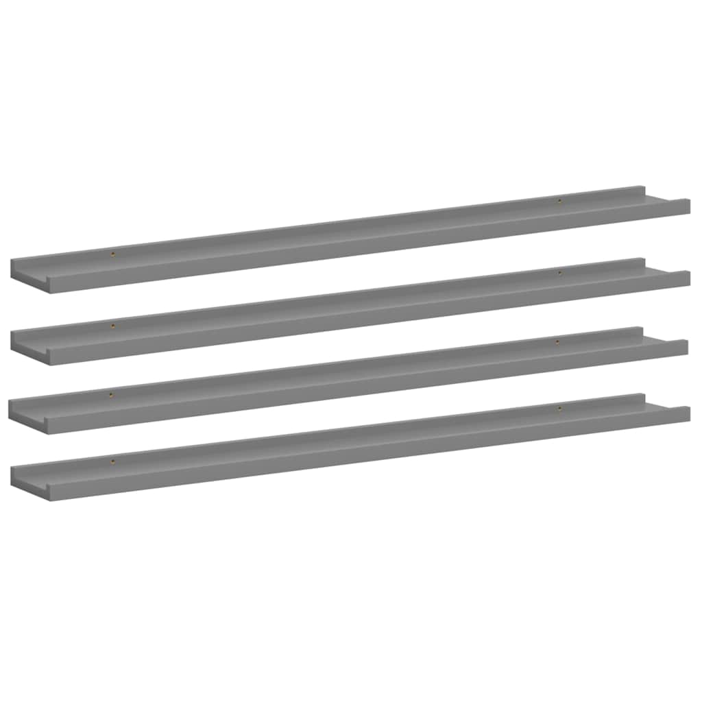 vidaXL Wall Shelf | Set of 4 | Grey | MDF | Wall Shelf | Rectangular | Modern 2