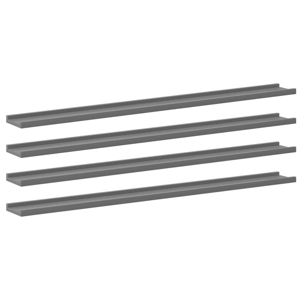 vidaXL Wall Shelf | Set of 4 | Grey | MDF | Medium | Wall Mounting 2