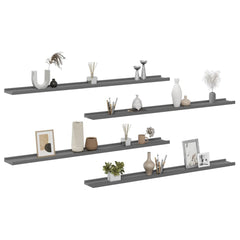 vidaXL Wall Shelf | Set of 4 | Grey | MDF | Medium | Wall Mounting 4