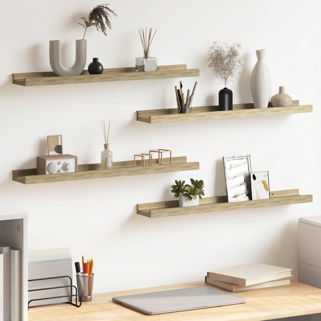 vidaXL Wall Shelves 4 pcs Sonoma Oak 60x9x3 cm 1