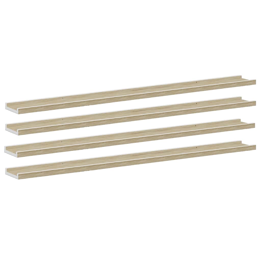 326698 vidaXL Wall Shelves 4 pcs White and Sonoma Oak 115x9x3 cm 2