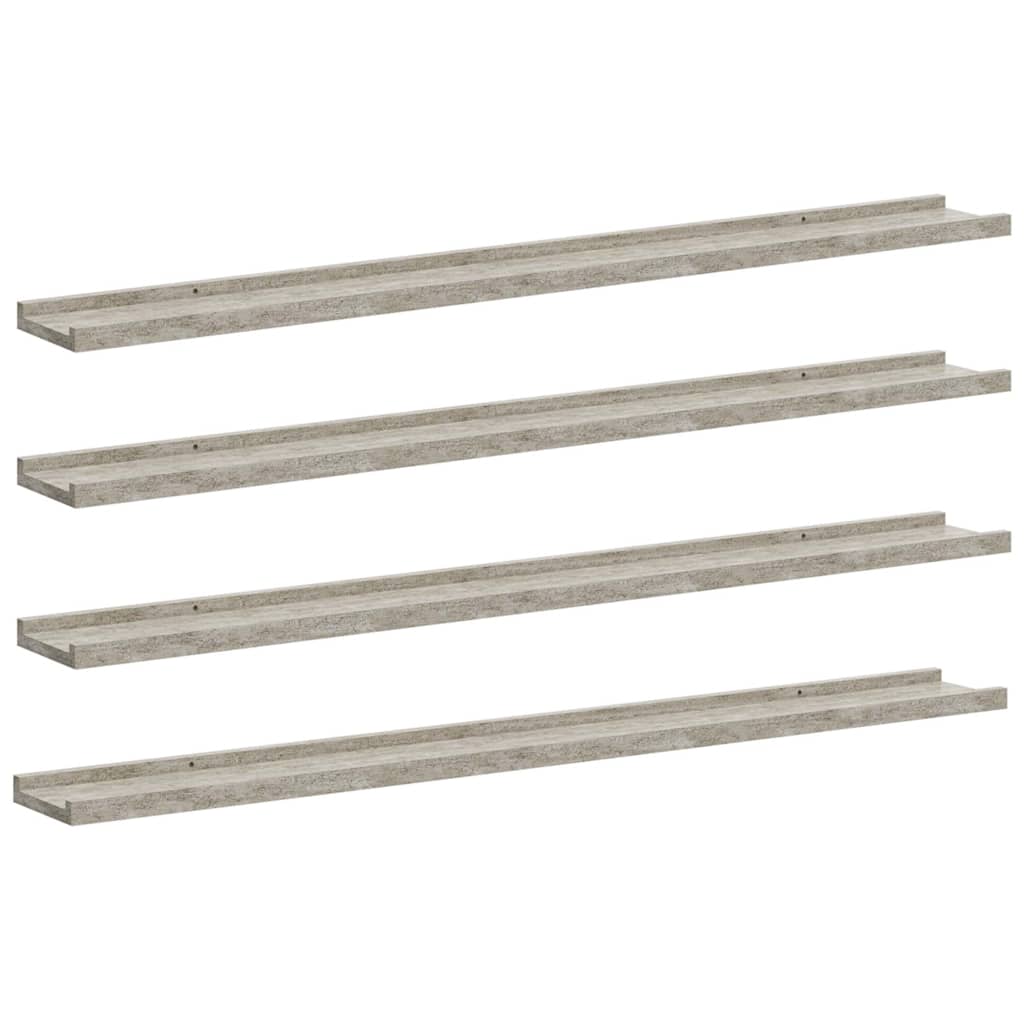 vidaXL Wall Shelf | Set of 4 | Concrete Grey | MDF | 100x9x3 cm | Wall Shelf 2