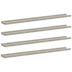 vidaXL Wall Shelf | Set of 4 | Concrete Grey | MDF | 100x9x3 cm | Wall Shelf 2