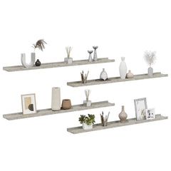 vidaXL Wall Shelf | Set of 4 | Concrete Grey | MDF | 100x9x3 cm | Wall Shelf 4