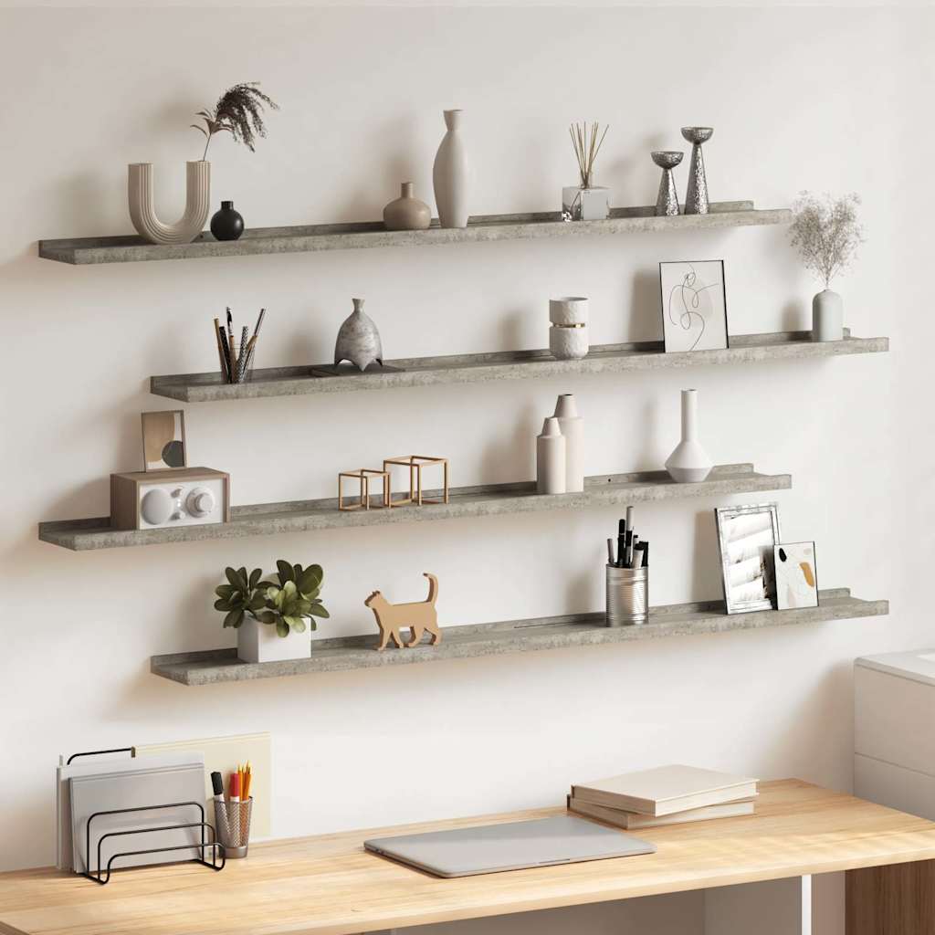 vidaXL Wall Shelves 4 pcs Concrete Grey 115x9x3 cm 1