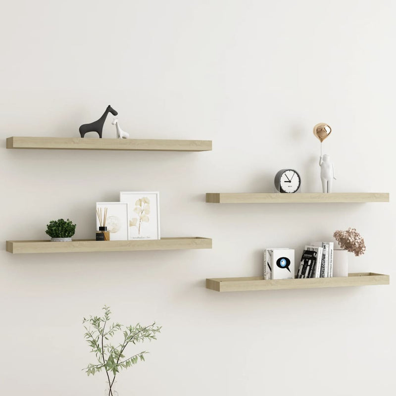 Loggia Wall Shelves 4 pcs Oak 80x15x4 cm MDF