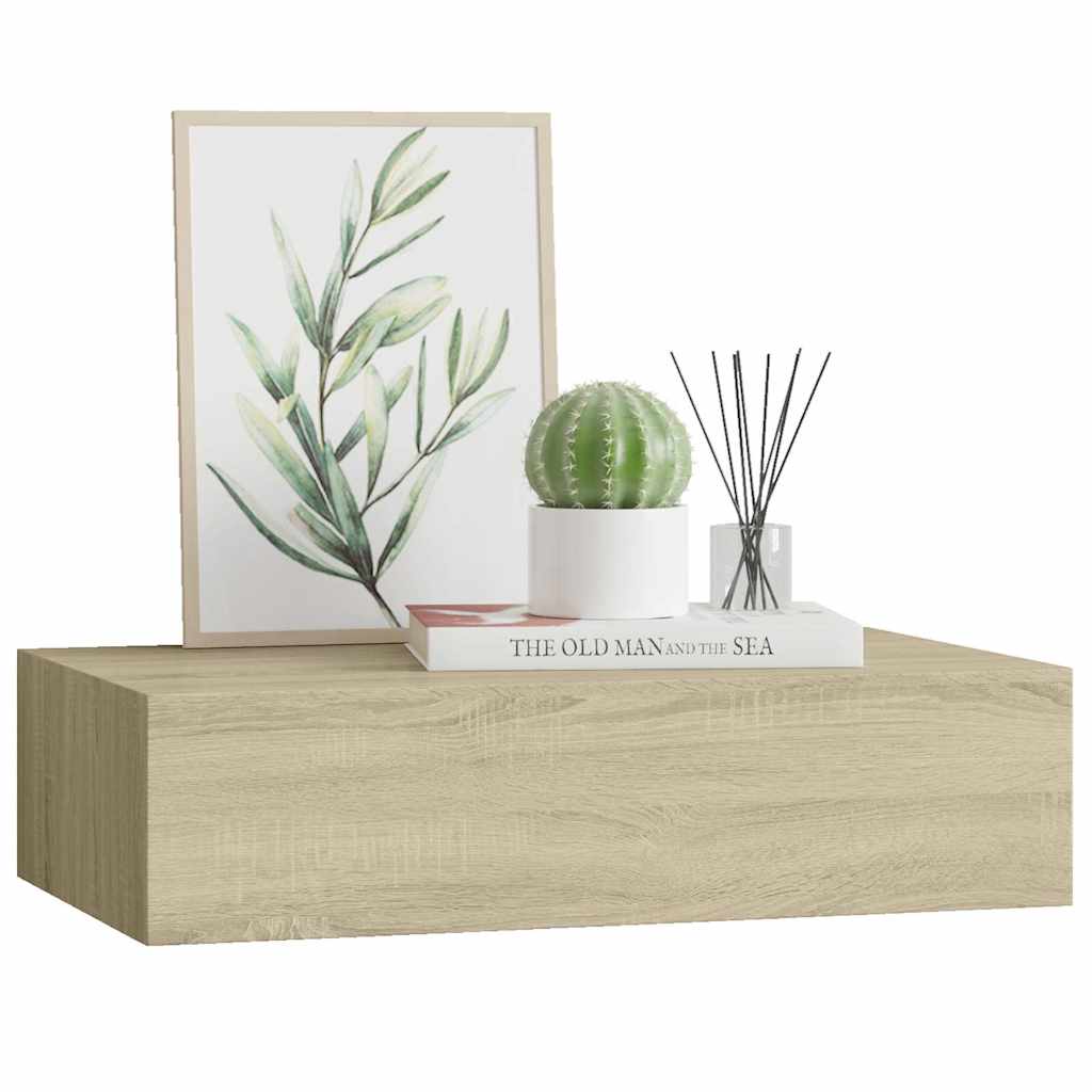 vidaXL Wall-mounted Drawer Shelf Oak 40x23.5x10cm MDF 4