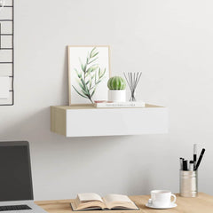 vidaXL Wall-mounted Drawer Shelf Oak and White 40x23.5x10cm MDF 3