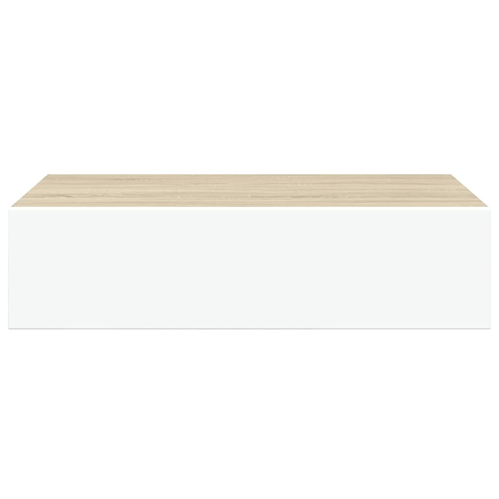 vidaXL Wall-mounted Drawer Shelf Oak and White 40x23.5x10cm MDF 6