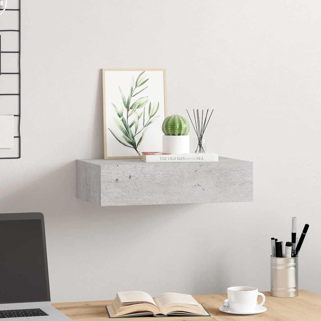 vidaXL Drawer Shelf | Concrete grey | MDF, metal | Compact 3